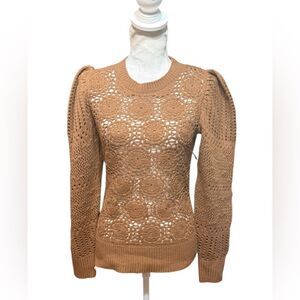 NWT Joie MSRP $248 Deja Sweater In Toffee Brown Puff Sleeves 100% Wool M